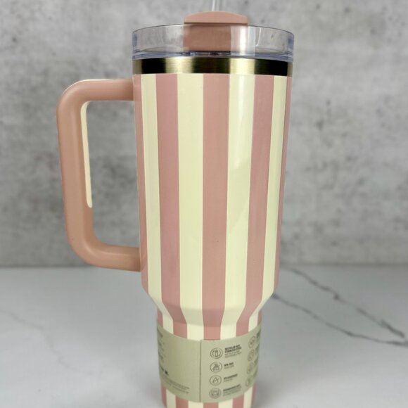 Stanley Oasis Collection 40oz Flowstate Tumbler Peach Whip Cabana Gloss Stripes - Picture 2 of 4
